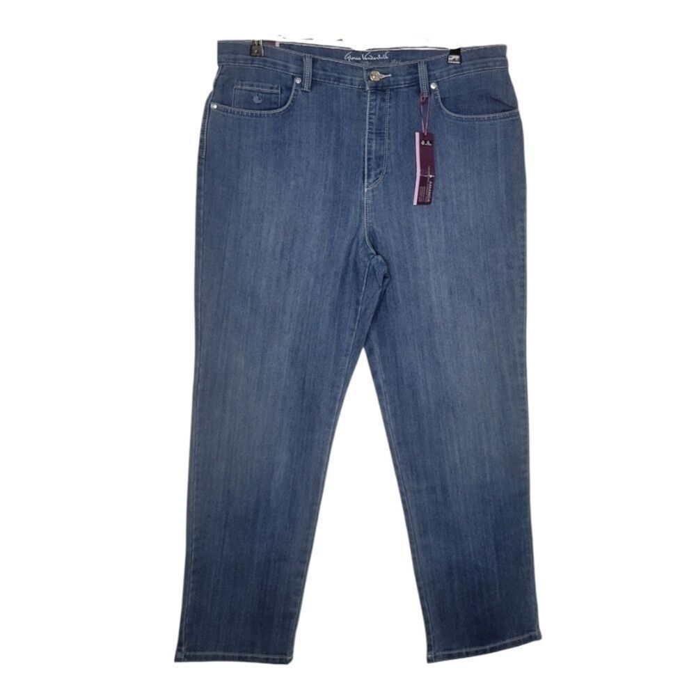 Gloria Vanderbilt Medium Wash Amanda Jeans With Embellished Pockets Size 16